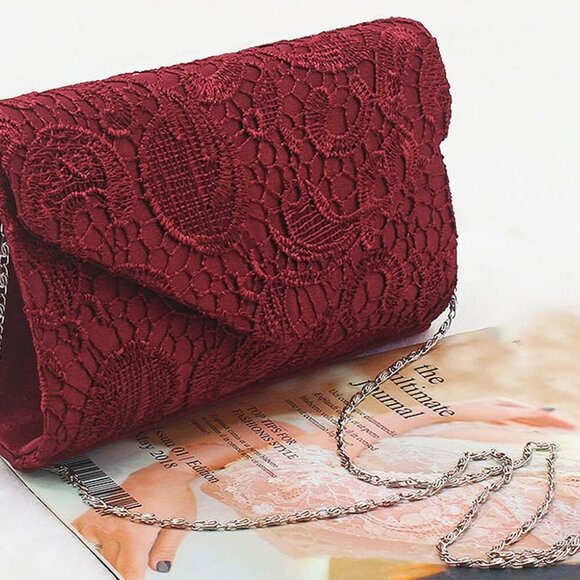 Women’s Clutch Purse Evening Bag Wedding Bride Lace Messenger Party Envelope - Picture 7 of 7